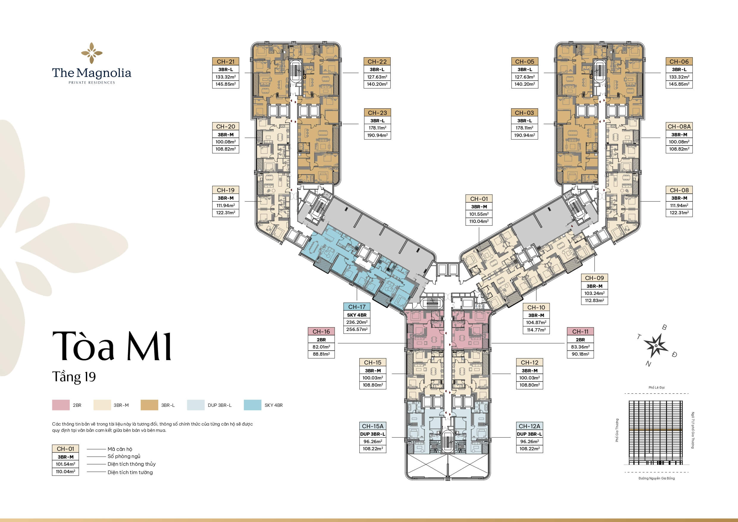 Mặt bằng tầng 19 tòa M1 The Magnolia