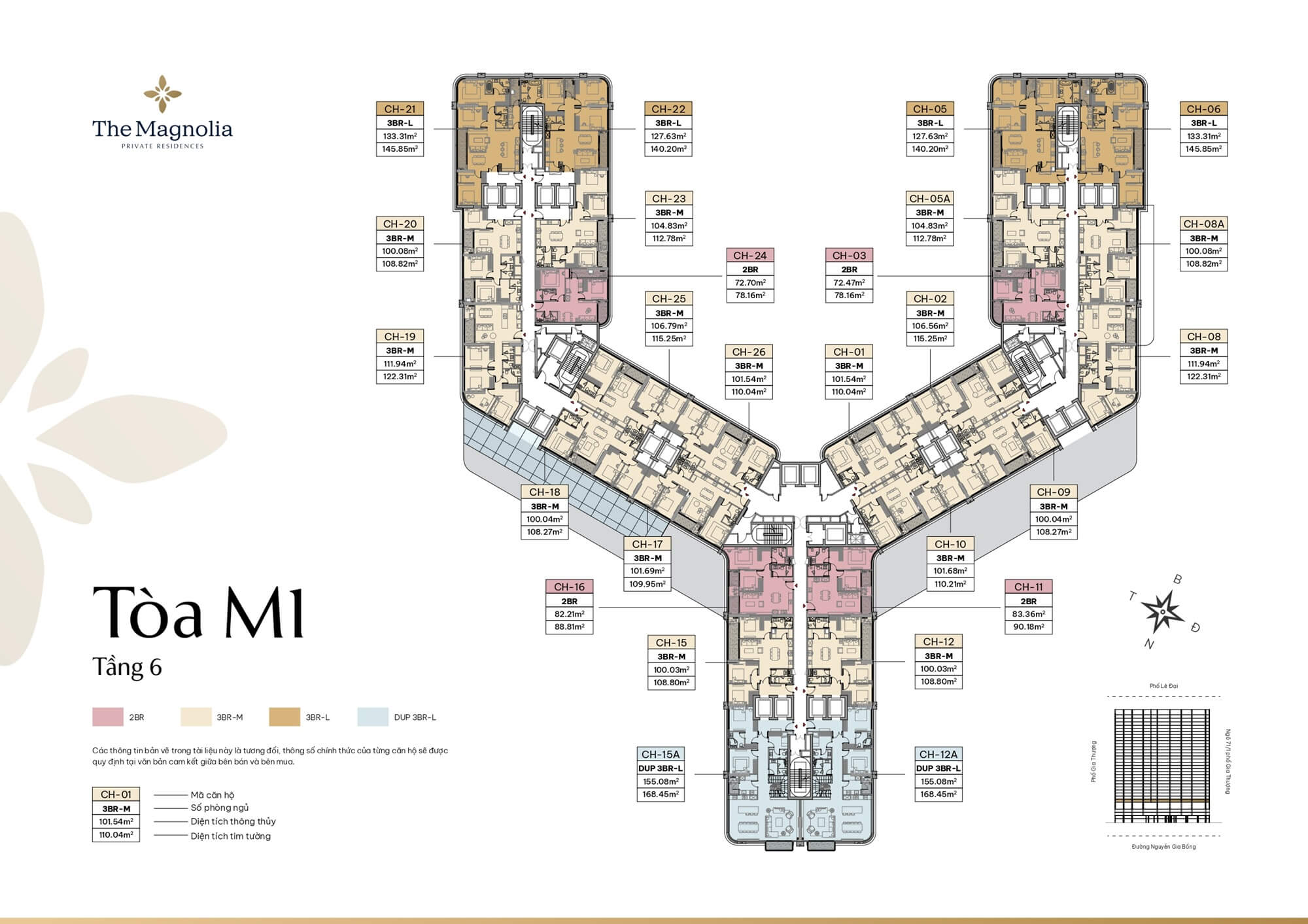 Mặt bằng tầng 6 tòa M1 The Magnolia Private Residences