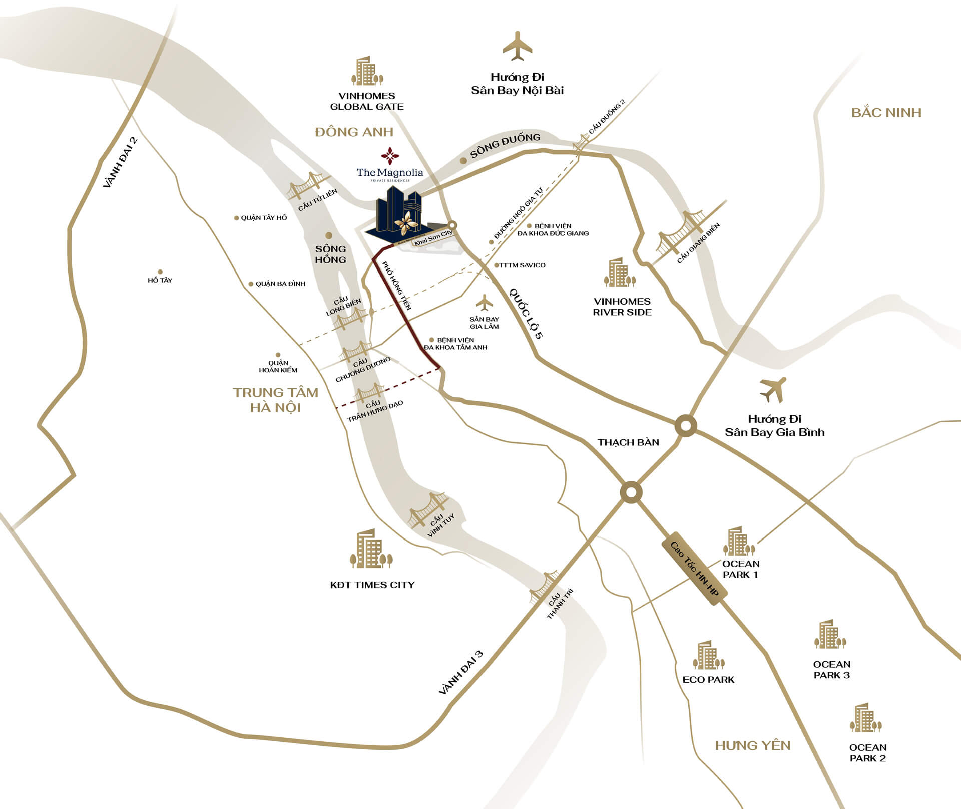 Vị trí dự án The Magnolia Private Residences Nguyễn Gia Bồng Long Biên