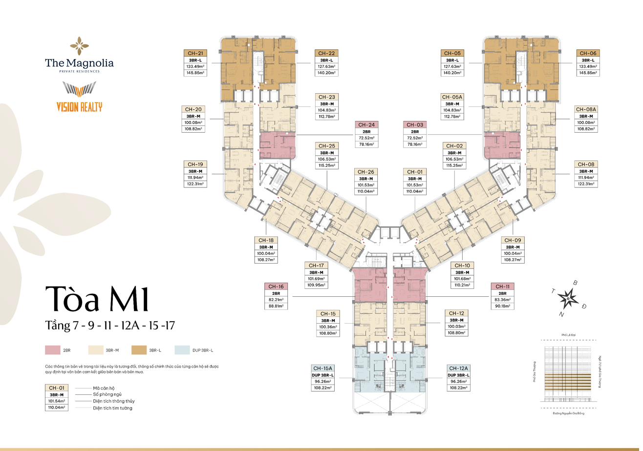 Mặt bằng tầng 7-9-11-12A-15-17 tòa M1