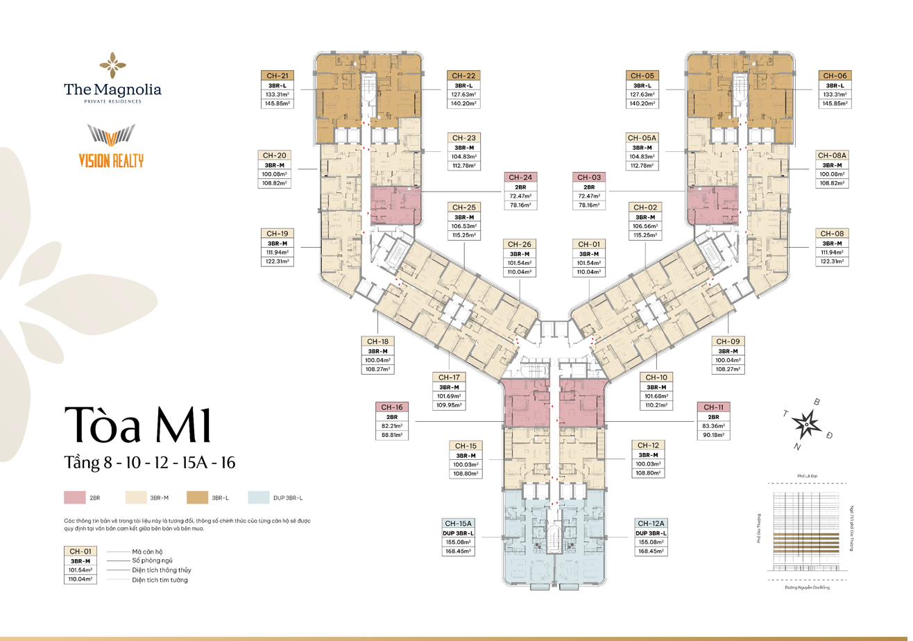 Mặt bằng tầng 8-10-12-15A-16 tòa M1